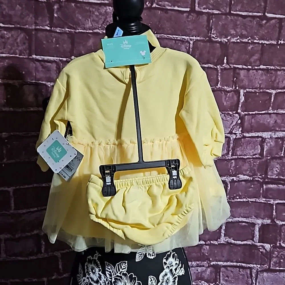 Disney Winnie the Pooh 3 pc set Yellow Dress, Hair Bow & Diaper Cover NWT